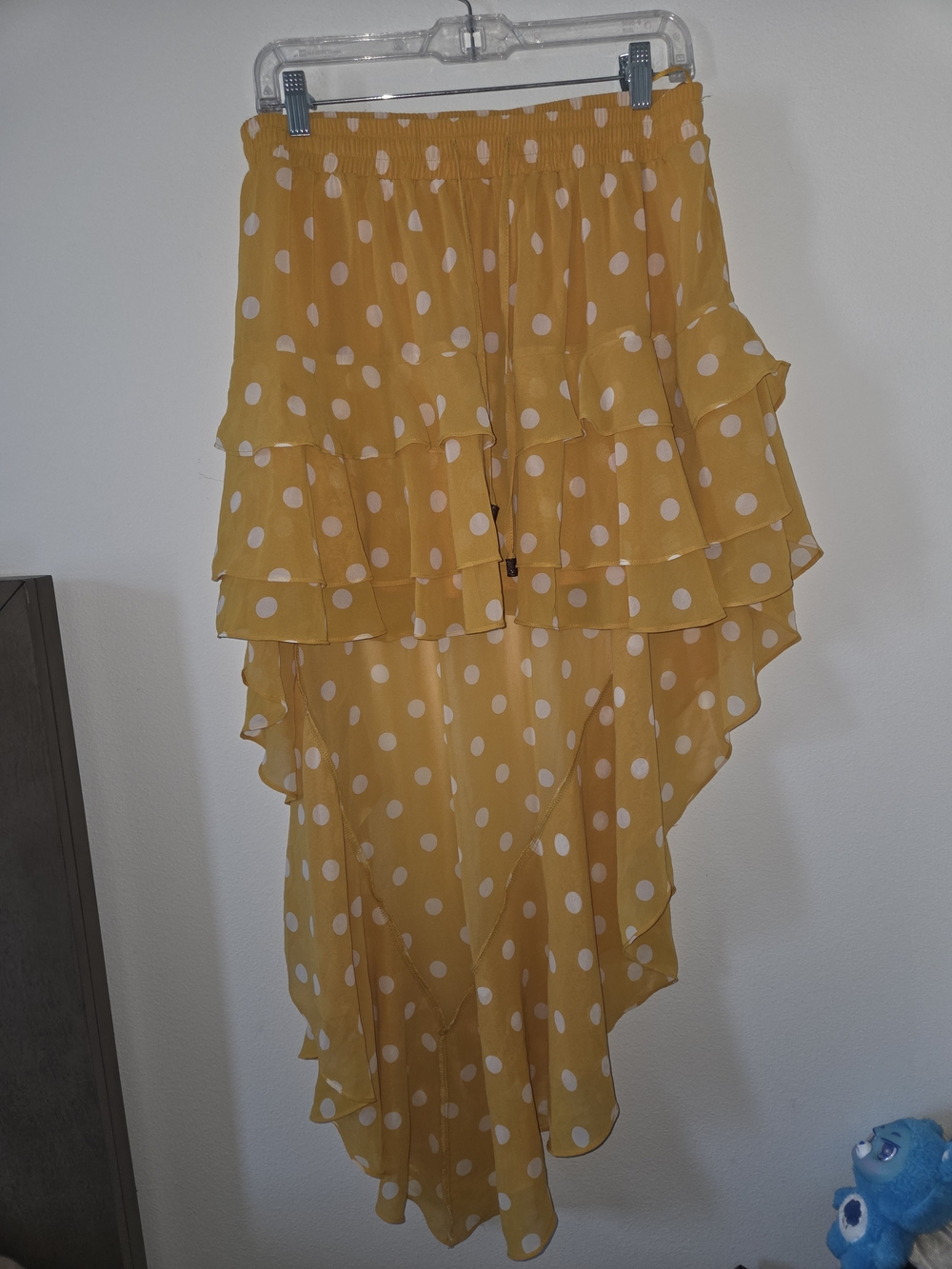 Fashion Nova Yellow Polka Dot High-Low Ruffle Skirt